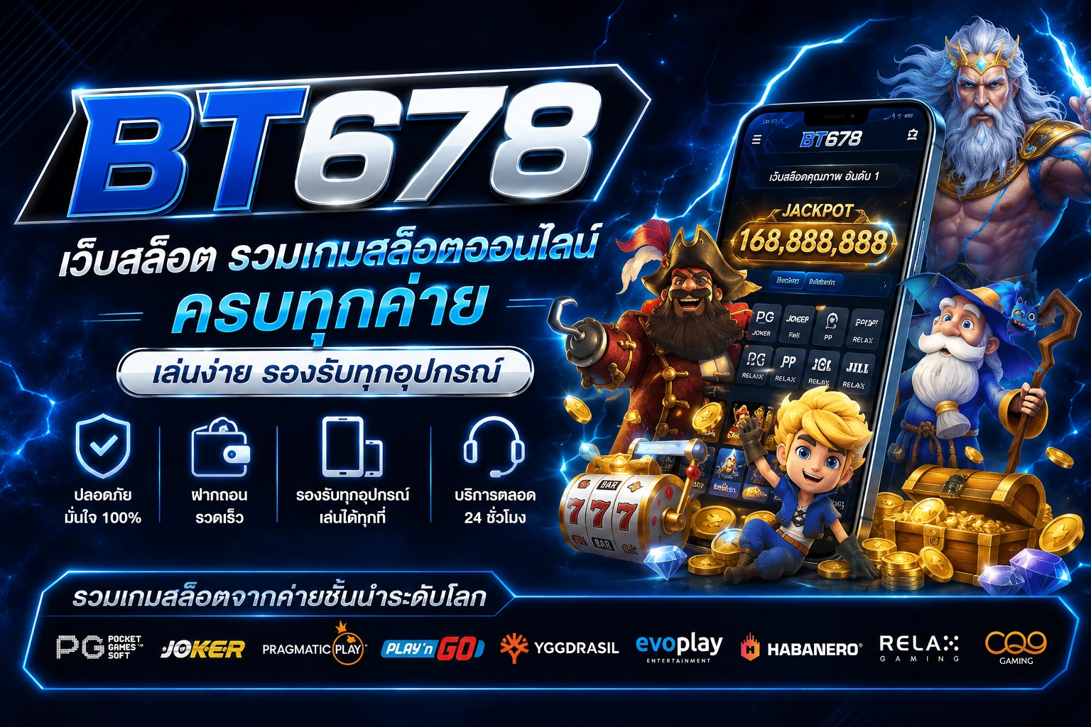 BT678 เว็บสล็อต รวมเกมสล็อตออนไลน์ครบทุกค่าย เล่นง่าย รองรับทุกอุปกรณ์